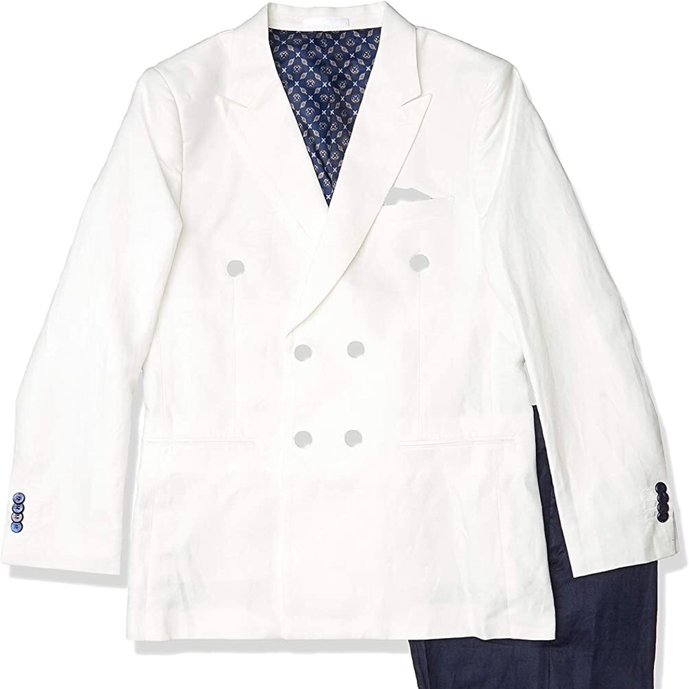 Isaac Mizrahi Boys' Double Breasted Contrast Linen Suit